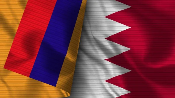 Bahrein Armênia Bandeira Realista Tecido Textura Ilustração — Fotografia de Stock