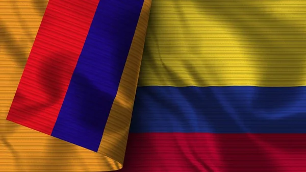 Colombia Armenia Realistic Flag Fabric Texture Illustration — Stock Fotó