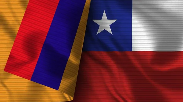 Chile Armenia Realistic Flag Fabric Texture Illustration — Stock Photo, Image