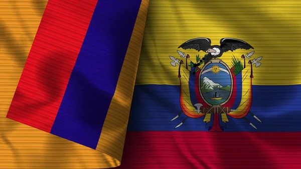 Equador Armênia Realista Bandeira Tecido Textura Ilustração — Fotografia de Stock