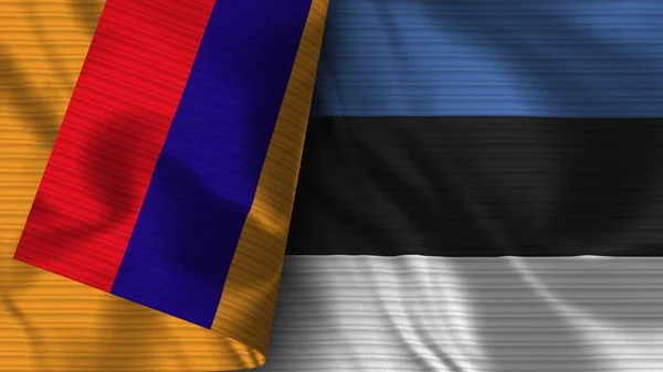 Estland Und Armenien Realistische Flagge Stoff Textur Illustration — Stockfoto