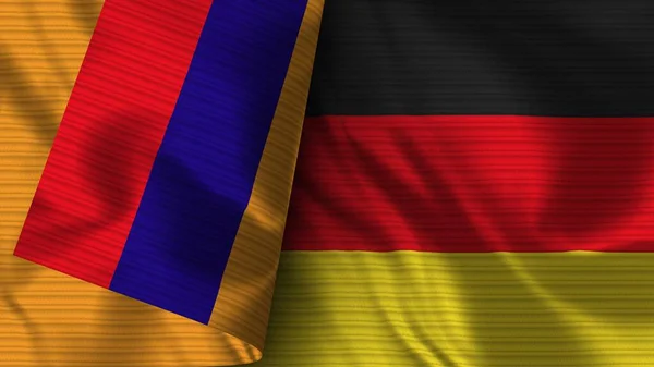 Germany Armenia Realistic Flag Fabric Texture Illustration —  Fotos de Stock