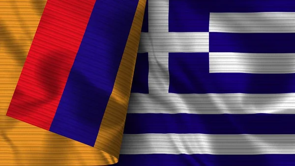 Greece Armenia Realistic Flag Fabric Texture Illustration — ストック写真