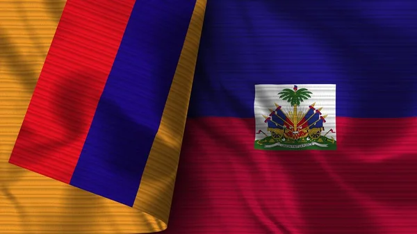 Haïti Armenië Realistische Vlag Stof Textuur Illustratie — Stockfoto