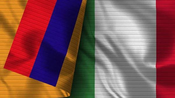 Italien Und Armenien Realistische Flagge Stoff Textur Illustration — Stockfoto