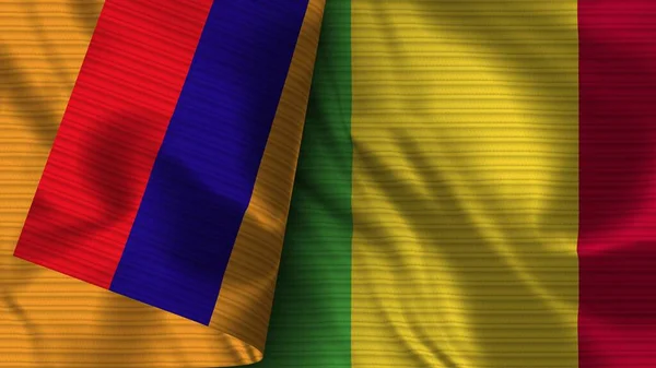 Mali Armenia Realistic Flag Fabric Texture Illustration — Foto de Stock