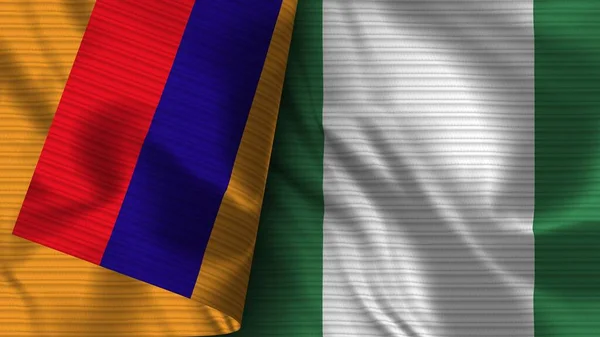 Nigeria Armenia Realistic Flag Fabric Texture Illustration — Foto Stock