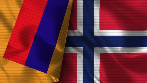 Norway Armenia Realistic Flag Fabric Texture Illustration — ストック写真