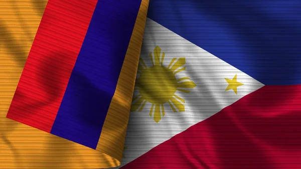 Philippines Armenia Realistic Flag Fabric Texture Illustration — Φωτογραφία Αρχείου