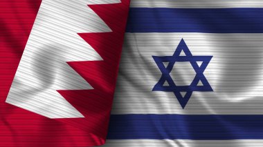 İsrail ve Bahreyn Gerçekçi Bayrak Kumaşı Dokusu 3B Görüntü