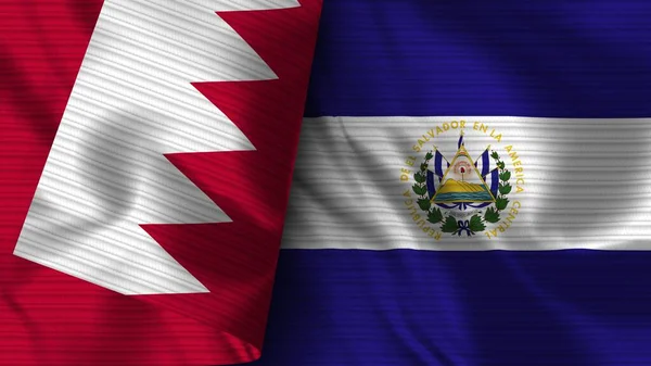 Сальвадор Бахрейн Реалистичный Флаг Ткань Текстуры Иллюстрация — стоковое фото