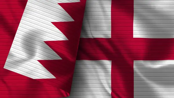 Αγγλία Και Μπαχρέιν Ρεαλιστική Σημαία Ύφασμα Εικονογράφηση — Φωτογραφία Αρχείου