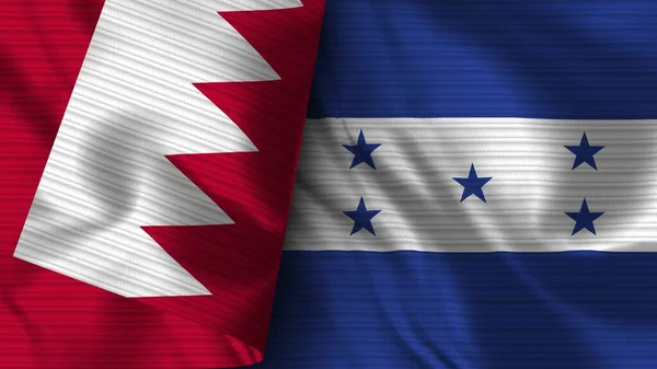 Ονδούρα Και Μπαχρέιν Ρεαλιστική Σημαία Ύφασμα Εικονογράφηση — Φωτογραφία Αρχείου