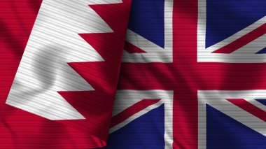 Birleşik Krallık ve Bahreyn Gerçekçi Bayrak Kumaşı Dokusu 3B Görüntü