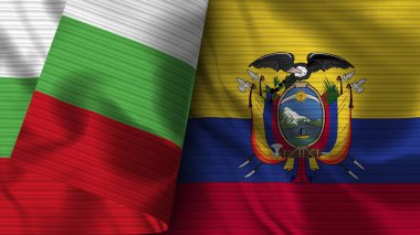 Ekvador ve Bulgaristan Gerçekçi Bayrak Kumaşı Dokusu 3B Görüntü