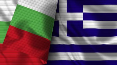 Yunanistan ve Bulgaristan Gerçekçi Bayrak Kumaşı Doku 3B Görüntü