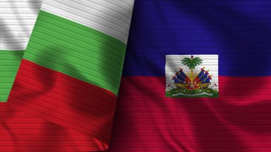 Haiti ve Bulgaristan Gerçekçi Bayrak Kumaşı Dokusu 3B Görüntü