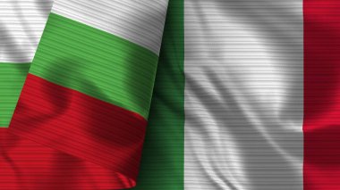 İtalya ve Bulgaristan Gerçekçi Bayrak Kumaşı 3B Görüntü