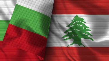 Lübnan ve Bulgaristan Gerçekçi Bayrak Kumaşı Dokusu 3B Görüntü