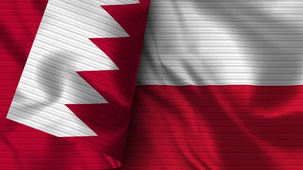 Польша Бахрейн Реалистичный Флаг Ткань Текстуры Иллюстрация — стоковое фото