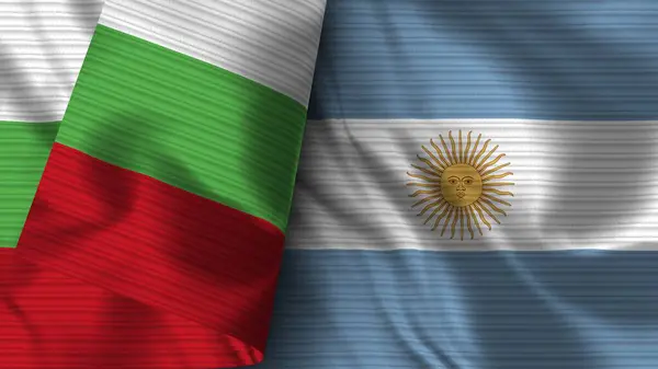 Argentina Bulgaria Tela Bandera Realista Textura Ilustración —  Fotos de Stock