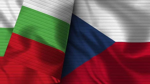 Чеська Республіка Болгарія Realistic Flag Fabric Texture Illustration — стокове фото