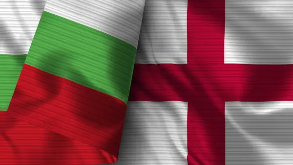 イギリスとブルガリア Realistic Flag Fabric Texture 3Dイラスト — ストック写真
