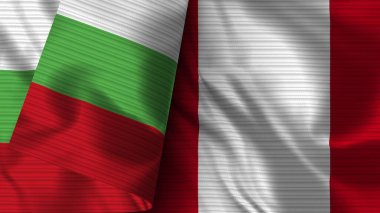 Peru ve Bulgaristan Gerçekçi Bayrak Kumaşı Dokusu 3B Görüntü