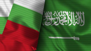 Suudi Arabistan ve Bulgaristan Gerçekçi Bayrak Kumaşı Üç Boyutlu Görüntü