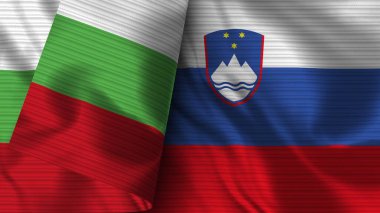 Slovenya ve Bulgaristan Gerçekçi Bayrak Kumaşı Dokusu 3B Görüntü