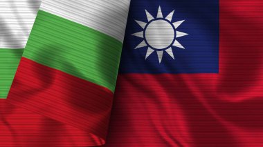 Tayvan ve Bulgaristan Gerçekçi Bayrak Kumaşı Dokusu 3B Görüntü