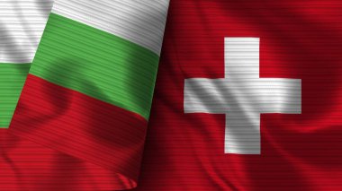 İsviçre ve Bulgaristan Gerçekçi Bayrak Kumaşı 3B Görüntü