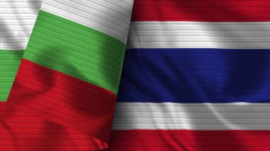 Tayland ve Bulgaristan Gerçekçi Bayrak Kumaşı Dokusu 3B Görüntü