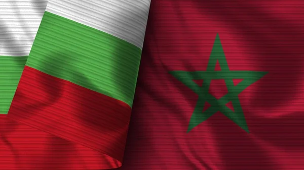 Marruecos Bulgaria Tela Bandera Realista Textura Ilustración —  Fotos de Stock