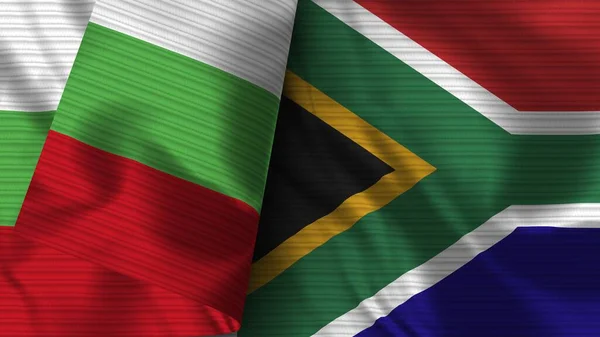 Sudafrica Bulgaria Realistic Flag Texture Tessuto Illustrazione — Foto Stock