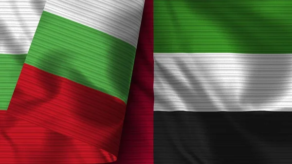 United Arap Emirates Bulgaria Realist Flag Fabric Texture Illustration — стокове фото