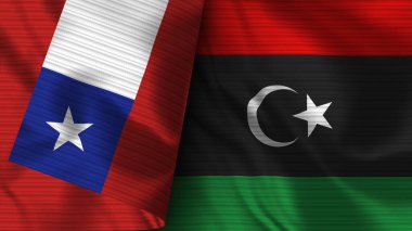 Libya ve Şili Gerçekçi Bayrak Kumaşı Dokusu 3B Görüntü