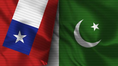 Pakistan ve Şili Gerçekçi Bayrak Kumaşı Dokusu 3D Görüntü
