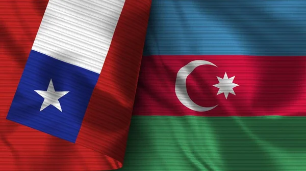 Азербайджан і Чилі Realist Flag Fabric Texture 3D Illustration — стокове фото