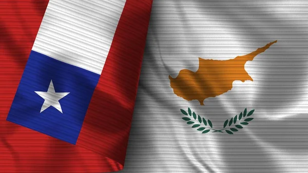 Cyprus and Chile Realist Flag Fabric Texture 3D Illustration — стокове фото