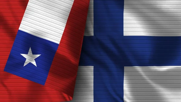 Φινλανδία και Χιλή Ρεαλιστική Σημαία Ύφασμα 3D Εικονογράφηση — Φωτογραφία Αρχείου