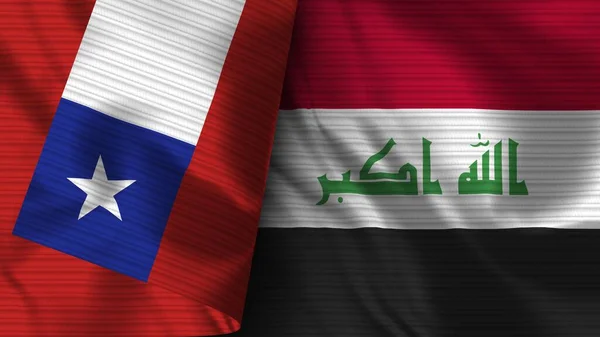 Irak und Chile Realistische Flaggen Textur 3D Illustration — Stockfoto