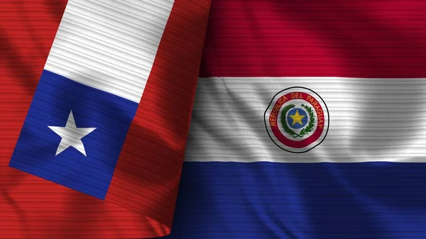 Парагвай и Чили реалистичный флаг Текстура текстуры 3D Иллюстрация — стоковое фото