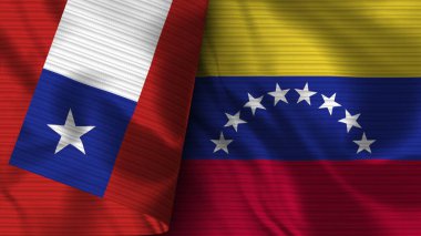 Venezuela ve Şili Gerçekçi Bayrak Kumaşı Dokusu 3B Görüntü