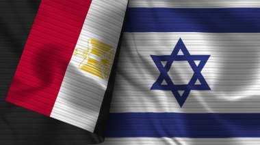 İsrail ve Mısır Gerçekçi Bayrak Kumaşı Dokusu 3D Görüntü