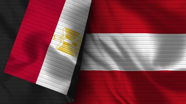 Austria Egitto Realistico Bandiera Tessuto Texture Illustrazione — Foto Stock