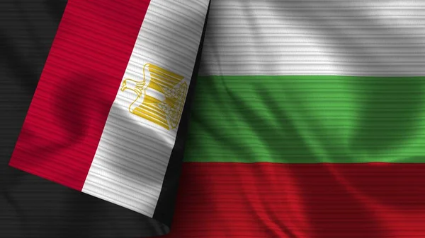 Bulgaria Egypt Realistic Flag Fabric Texture Illustration — Stock Photo, Image
