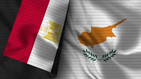 Cipro Egitto Bandiera Realistica Tessuto Texture Illustrazione — Foto Stock
