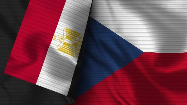 República Checa Egipto Tela Bandera Realista Textura Ilustración — Foto de Stock