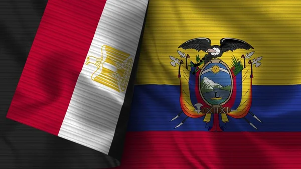Ecuador Egypt Realist Flag Fabric Texture Illustration — стокове фото